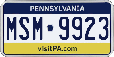 PA license plate MSM9923
