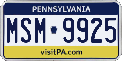 PA license plate MSM9925