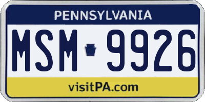 PA license plate MSM9926