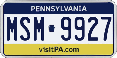 PA license plate MSM9927