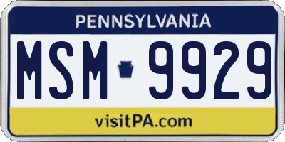 PA license plate MSM9929