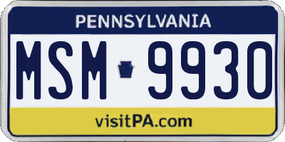 PA license plate MSM9930