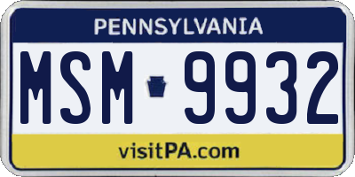 PA license plate MSM9932