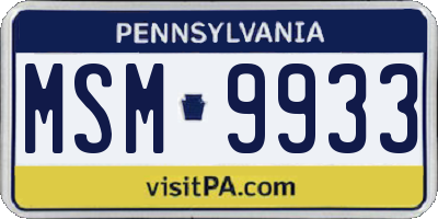 PA license plate MSM9933