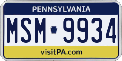PA license plate MSM9934