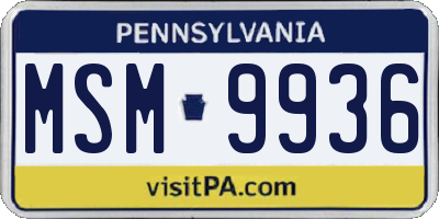 PA license plate MSM9936