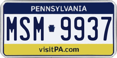 PA license plate MSM9937