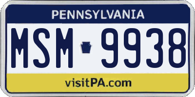 PA license plate MSM9938