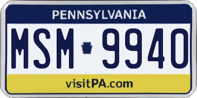 PA license plate MSM9940