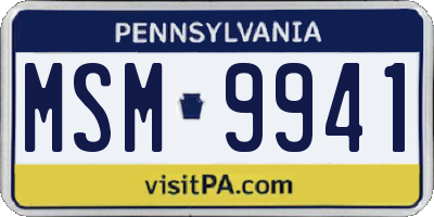 PA license plate MSM9941