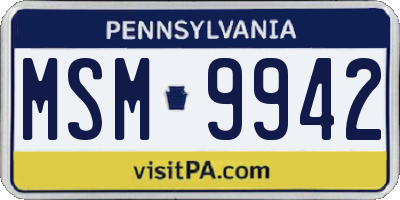PA license plate MSM9942