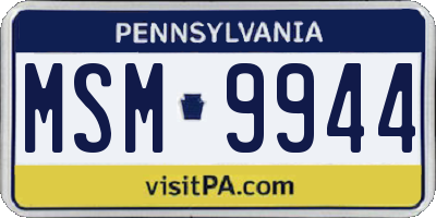 PA license plate MSM9944