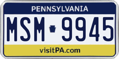 PA license plate MSM9945