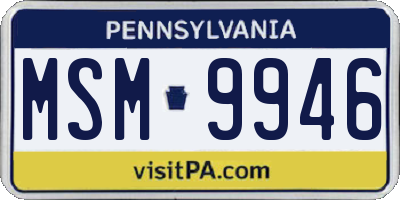 PA license plate MSM9946