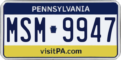 PA license plate MSM9947