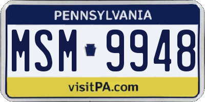 PA license plate MSM9948