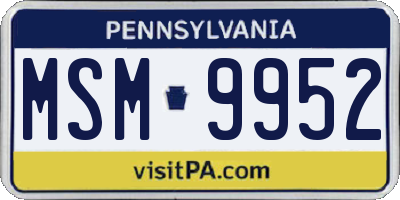 PA license plate MSM9952
