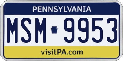PA license plate MSM9953
