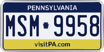 PA license plate MSM9958