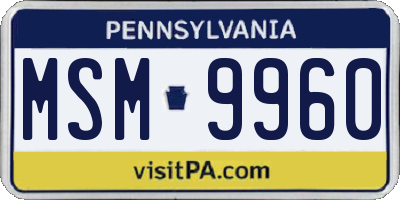 PA license plate MSM9960