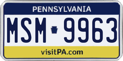 PA license plate MSM9963