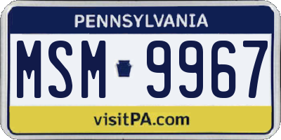 PA license plate MSM9967