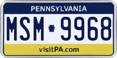 PA license plate MSM9968