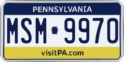 PA license plate MSM9970