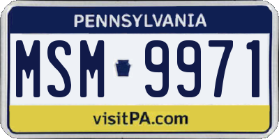 PA license plate MSM9971