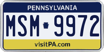 PA license plate MSM9972