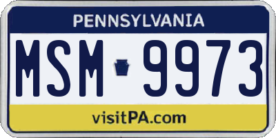PA license plate MSM9973