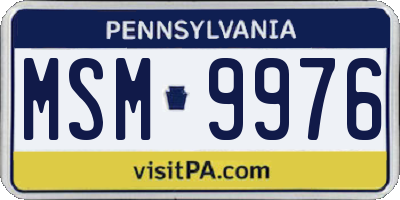 PA license plate MSM9976