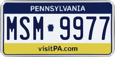 PA license plate MSM9977