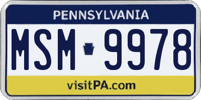 PA license plate MSM9978