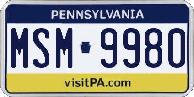 PA license plate MSM9980