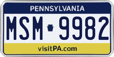 PA license plate MSM9982