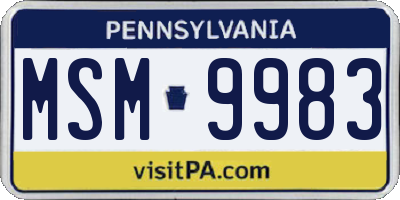 PA license plate MSM9983