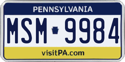 PA license plate MSM9984