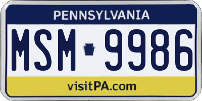 PA license plate MSM9986