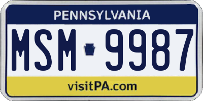 PA license plate MSM9987