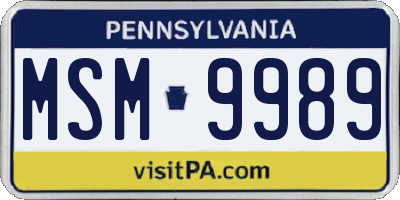 PA license plate MSM9989