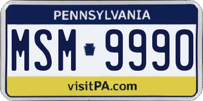 PA license plate MSM9990