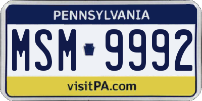 PA license plate MSM9992