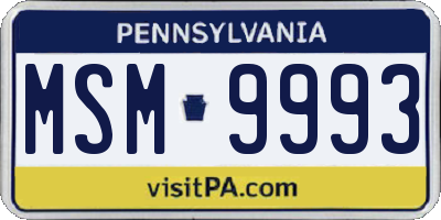 PA license plate MSM9993