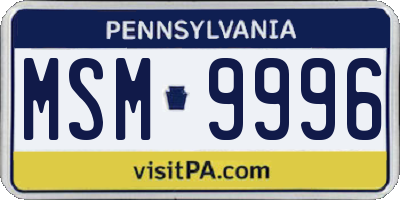 PA license plate MSM9996