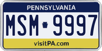 PA license plate MSM9997