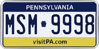 PA license plate MSM9998