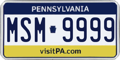 PA license plate MSM9999