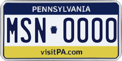 PA license plate MSN0000