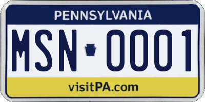 PA license plate MSN0001